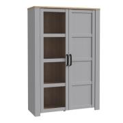 Belgin Wooden Display Cabinet 2 Doors In Grey And Oak