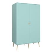 Giza Wooden Wardrobe With 2 Doors In Cool Mint