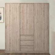 Nakou Sliding Wardrobe 3 Doors 3 Drawers In Jackson Hickory Oak