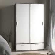 Liston Wooden Wardrobe 2 Doors 2 Drawers In White Concrete