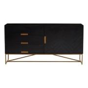 Kassel Mango Wood Sideboard With 1 Door 3 Drawers In Black