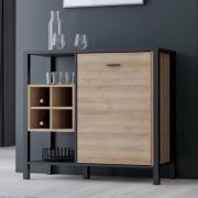 Harbor Display Storage Cabinet In Matt Black And Riviera Oak