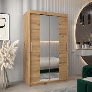 Tavira I Mirrored Wardrobe 2 Sliding Doors 120cm In Artisan Oak