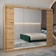 Tavira II Mirrored Wardrobe 3 Sliding Doors 250cm In Artisan Oak