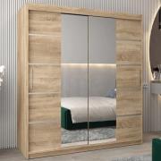 Vevey III Mirrored Wardrobe 2 Sliding Doors 180cm In Sonoma Oak