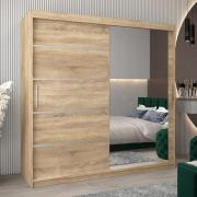 Vevey II Mirrored Wardrobe 2 Sliding Doors 200cm In Sonoma Oak