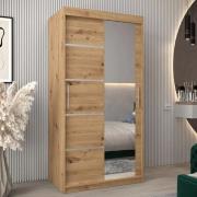 Vevey II Mirrored Wardrobe 2 Sliding Doors 100cm In Artisan Oak