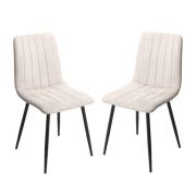 Arta Straight Stitch Natural Fabric Dining Chairs In Pair