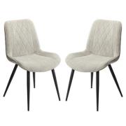 Arta Diamond Stitch Light Grey Fabric Dining Chairs In Pair