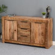 Salter Solid Mangowood Sideboard 2 Doors 3 Drawers In Rough Swan