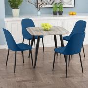 Arta Square Grey Oak Dining Table With 4 Curve Blue Chairs