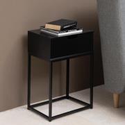 Mulvane Wooden Bedside Table With Metal Frame In Black