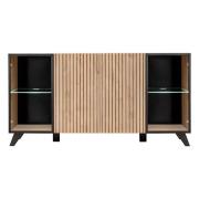 Lagos Wooden Sideboard With 4 Doors In Hickory Oak And LED