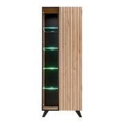 Lagos Wooden Display Cabinet Tall 2 Doors In Hickory Oak LED