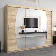 Eden Mirrored Wardrobe 3 Sliding Doors 250cm In Sonoma Oak