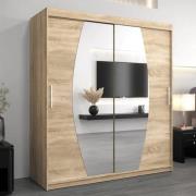 Eden Mirrored Wardrobe 2 Sliding Doors 180cm In Sonoma Oak