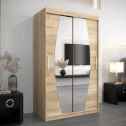 Eden Mirrored Wardrobe 2 Sliding Doors 120cm In Sonoma Oak