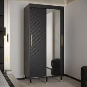 Metz II Mirrored Wardrobe With 2 Sliding Doors 100cm In Black