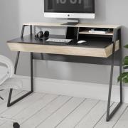 Skokie Wooden Laptop Desk With 2 Drawers In Oak And Black