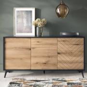 Douala Wooden Sideboard Large With 3 Doors In Evoke Oak