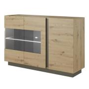 Alaro Wooden Sideboard With 3 Doors In Artisan Oak And LED