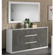 Graz Sideboard 2 Doors With Mirror In Matt White And Oxide