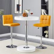 Havana White Gloss Bar Table With 2 Coco Curry Stools