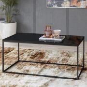 Herrin Glass Top Coffee Table In Black With Black Metal Frame