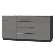 Herrin Sideboard 2 Doors 4 Drawers In Grey Glass Fronts