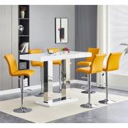 Caprice Large White Gloss Bar Table 6 Ripple Curry Stools