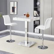 Topaz Magnesia Effect High Gloss Bar Table 2 Ripple White Stools