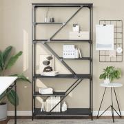 Rivas Wooden Bookshelf In Black With Steel Frame