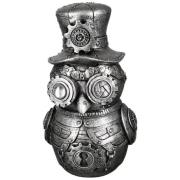 Ocala Polyresin Steampunk Owl Sculpture In Silver