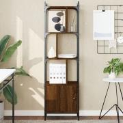 Irving Wooden Bookcase With 4-Tier And 2 Doors In Brown Oak