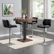 Topaz Rustic Oak Wooden Bar Table With 4 Candid Black Stools