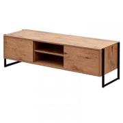 Lorain Wooden TV Stand With 2 Doors 1 Shelf In Lancelot Oak