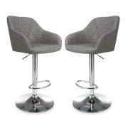 Salta Charcoal Leather Bar Stools With Chrome Base In Pair