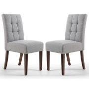 Mendoza Silver Grey Fabric Dining Chairs With Walnut Legs In Pair