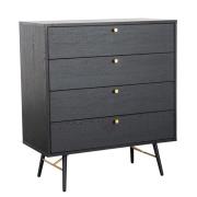 Baiona Wooden Chest Of 4 Drawer In Black Oak