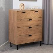 Lagos Wooden Chest Of 5 Drawers Wide In Medium Oak