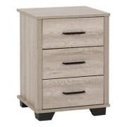 Oxnard Wooden Bedside Cabinet With 3 Drawers In Light Oak