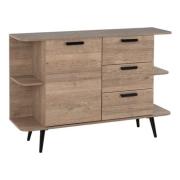 Sineu Wooden Sideboard With 1 Door 3 Drawers In Mid Oak