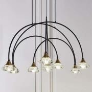 Zadar Clear Shades 9 Lights Ceiling Pendant Light In Matt Black