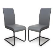 Lansing Grey Faux Leather Dining Chairs In Pair