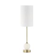 Barletta White Linen Shade Table Lamp With Antique Brass Metal Base