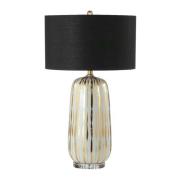 Parikia Black Linen Shade Table Lamp With Gold Ceramic Base