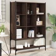 Edisto Wooden Bookcase With 9 Shelves In Brown Oak