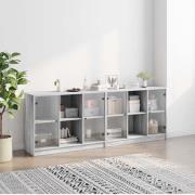 Avila Wooden Bookcase With 4 Doors In Grey Sonoma Oak