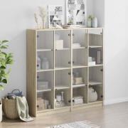 Avila Wooden Bookcase With 8 Glass Doors In Sonoma Oak