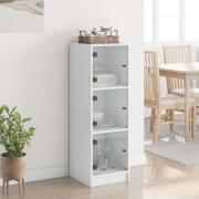 Avila Wooden Highboard With 3 Glass Doors In White